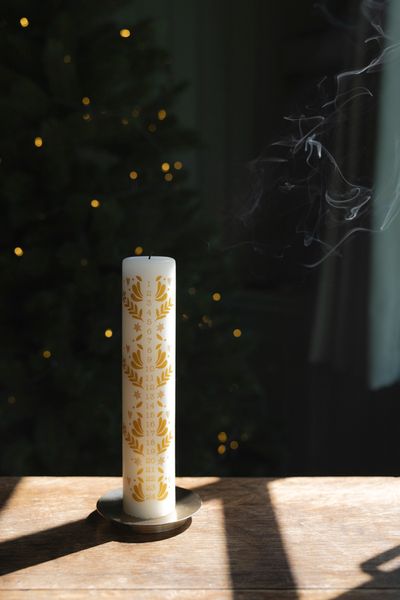 Adventskaars, decoratief, wit, Ø5 X 25 cm