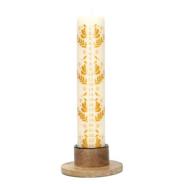 Adventskaars, decoratief, wit, Ø5 X 25 cm