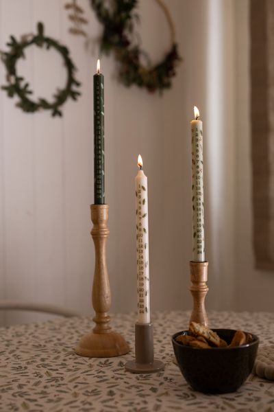 Adventskaars diner, takjes, wit, Ø2,2 X 30 cm