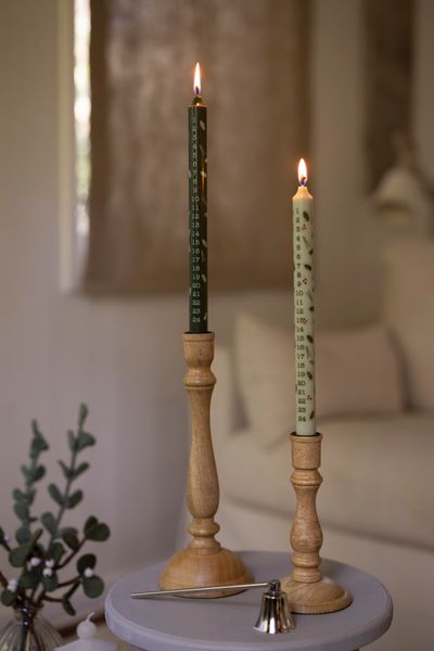 Adventskaars, diner, donkergroen, Ø2,2 x 30 cm