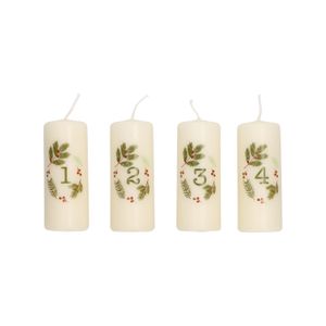 Adventskaars, kerstgroen, 4 stuks, Ø4 x 10 cm