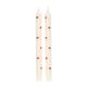 Dinerkaarsen, wit met paddenstoelen, 25 cm, 2 stuks