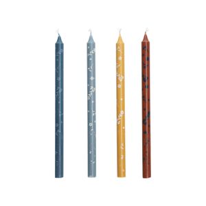 Dunne kaarsen met print, 4 stuks, 20 cm