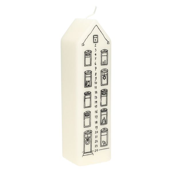 Adventskaars, huis, wit, 20 cm