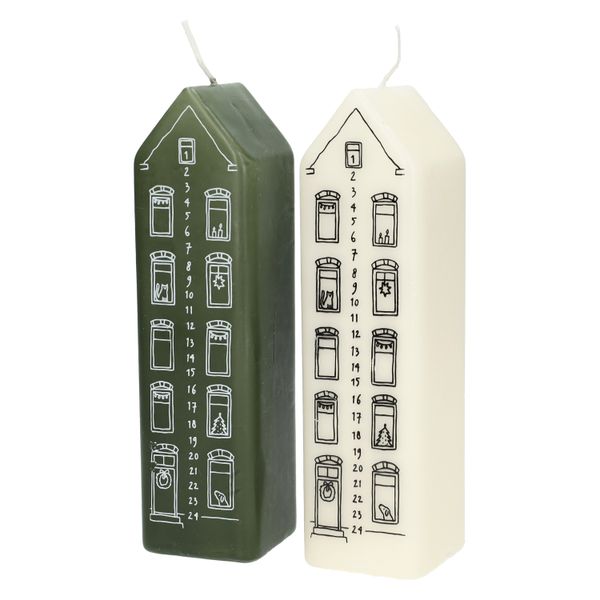 Adventskaars, huis, wit, 20 cm