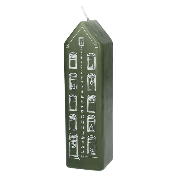 Adventskaars, huis, groen, 20 cm