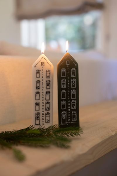 Adventskaars, huis, groen, 20 cm