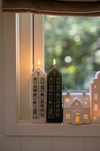 Adventskaars, huis, groen, 20 cm
