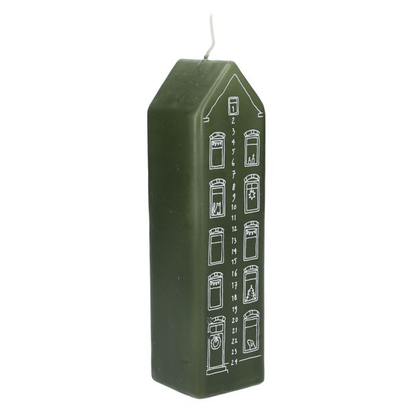 Adventskaars, huis, groen, 20 cm