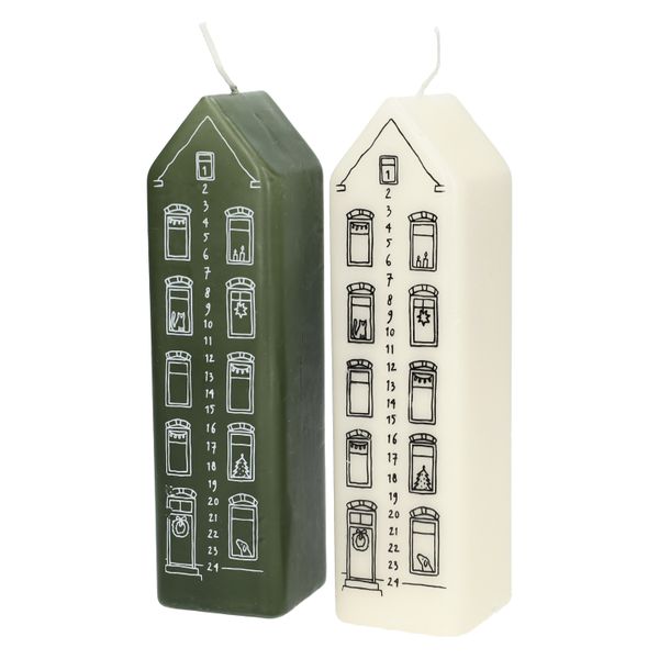 Adventskaars, huis, groen, 20 cm