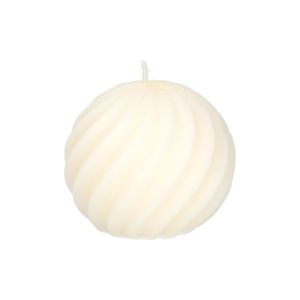 Kerze, Kugel mit Spirale, rustikal weiß, Ø8 cm