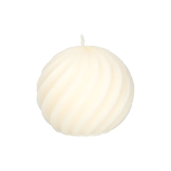 Kerze, Kugel mit Spirale, rustikal weiß, Ø8 cm