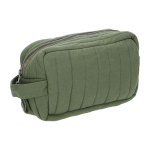 Toiletry bag medium, GOTS organic cotton, dark green, 10 x 12 x 9 cm