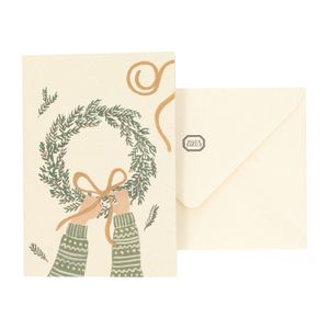 Kerstkaart met envelop, kerstkrans, 5 stuks