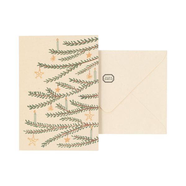 Kerstkaart met envelop, versierde kerstboom Kerstkaart met envelop, versierde kerstboom