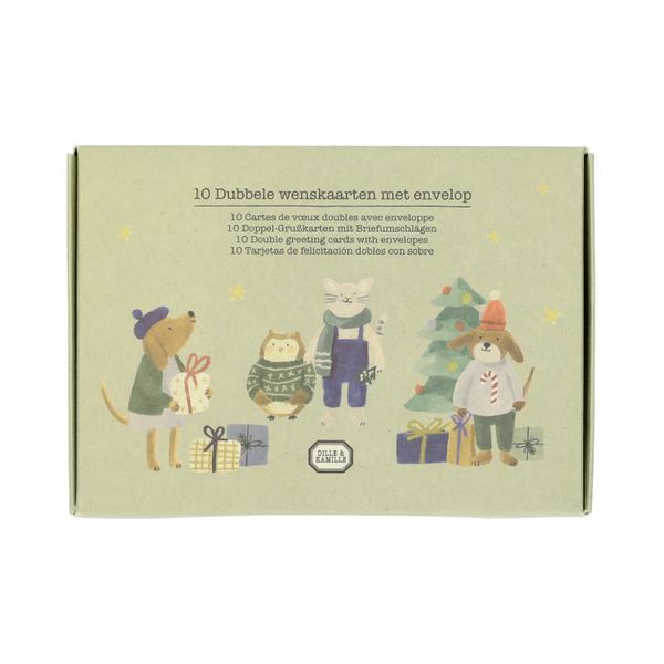 Kerstkaarten met envelop, winteraccessoires, set van 10 in een doos Kerstkaarten met envelop, winteraccessoires, set van 10 in een doos