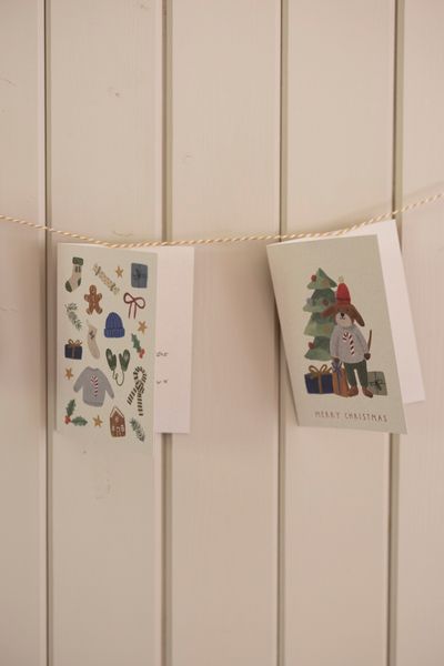 Kerstkaarten met envelop, winteraccessoires, set van 10 in een doos Kerstkaarten met envelop, winteraccessoires, set van 10 in een doos