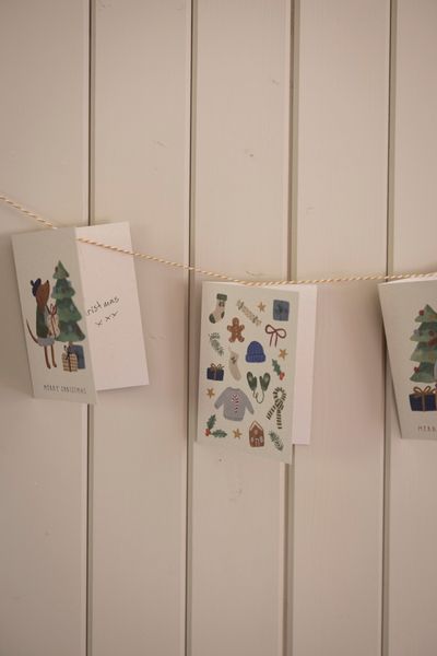 Kerstkaarten met envelop, winteraccessoires, set van 10 in een doos Kerstkaarten met envelop, winteraccessoires, set van 10 in een doos