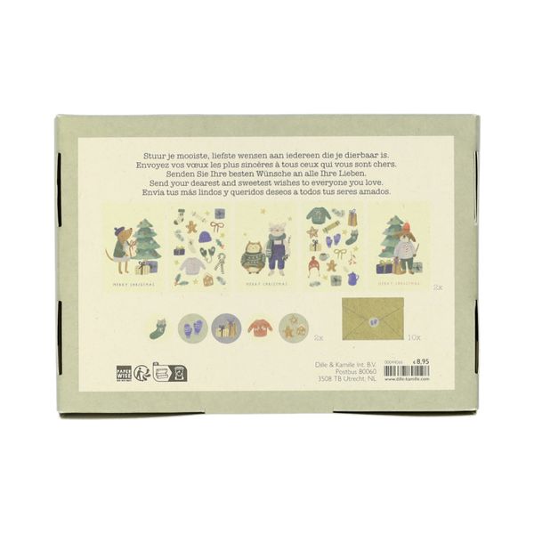 Kerstkaarten met envelop, winteraccessoires, set van 10 in een doos Kerstkaarten met envelop, winteraccessoires, set van 10 in een doos