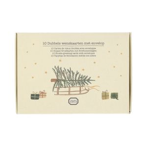 Kerstkaarten met envelop, kerstgroen, set van 10 in een doos