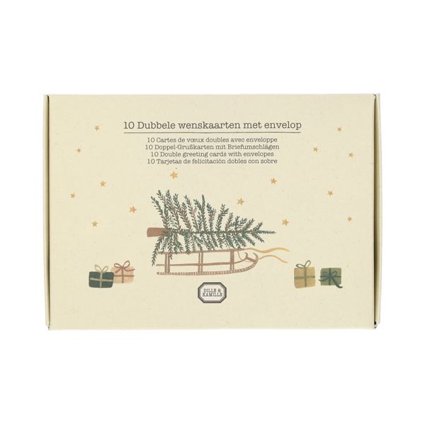 Kerstkaarten met envelop, kerstgroen, set van 10 in een doos