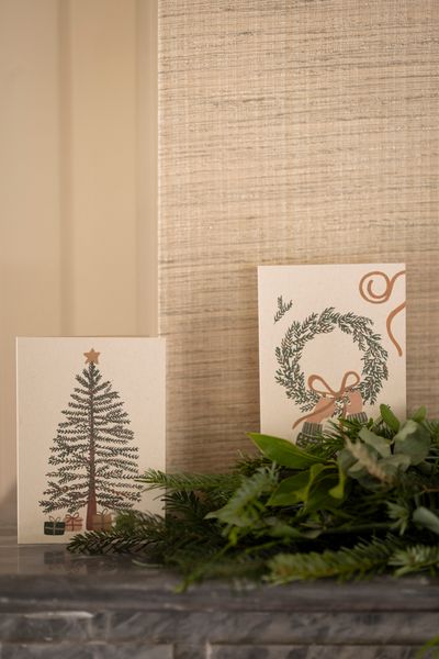 Kerstkaarten met envelop, kerstgroen, set van 10 in een doos