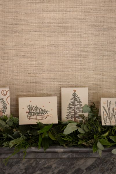 Kerstkaarten met envelop, kerstgroen, set van 10 in een doos