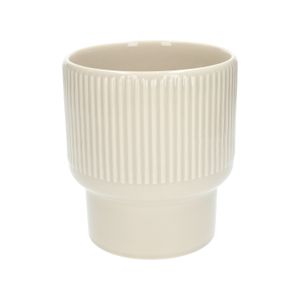 Cache-pot, céramique, rainuré, beige clair, Ø17 X H19 cm Cache-pot, céramique, rainuré, beige clair, Ø17 X H19 cm