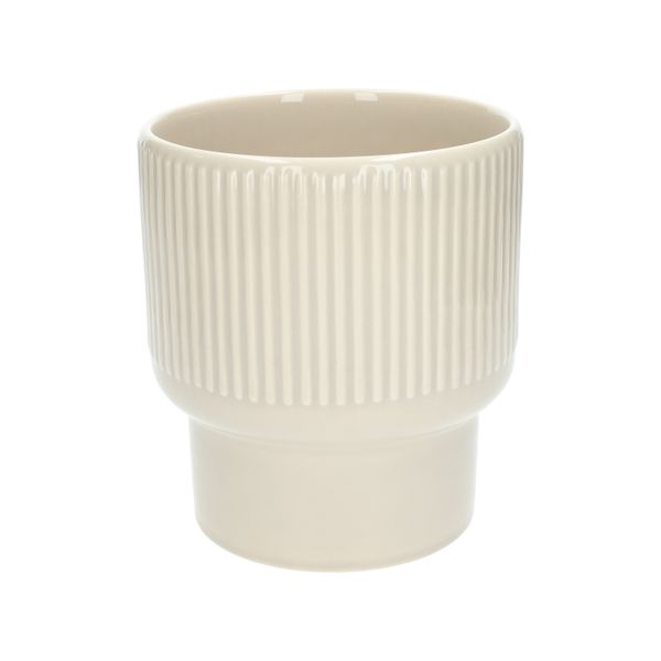 Cache-pot, céramique, rainuré, beige clair, Ø17 X H19 cm Cache-pot, céramique, rainuré, beige clair, Ø17 X H19 cm