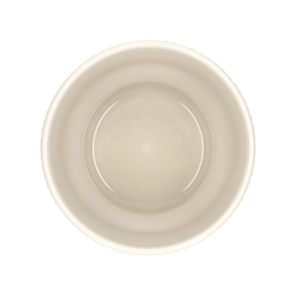 Cache-pot, céramique, rainuré, beige clair, Ø17 X H19 cm