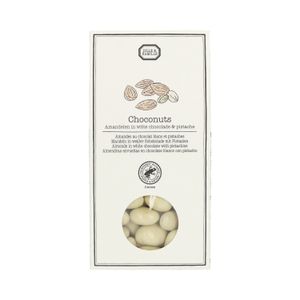 Amandelen in witte chocolade & pistache, 100 gram