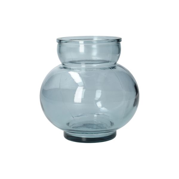 Bolvormige vaas, gerecycled glas, blauw,Ø14,2 cm