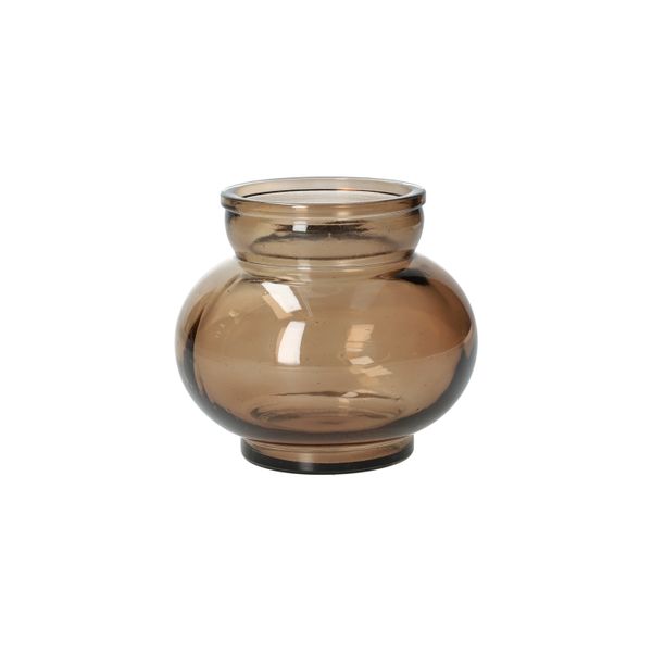 Bolvormige vaas, gerecycled glas, bruin, Ø11 cm