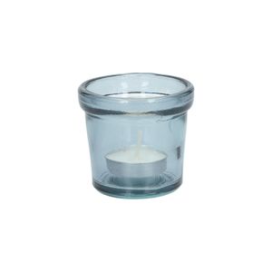 Teelichthalter, recyceltes Glas, blau, Ø7 cm
