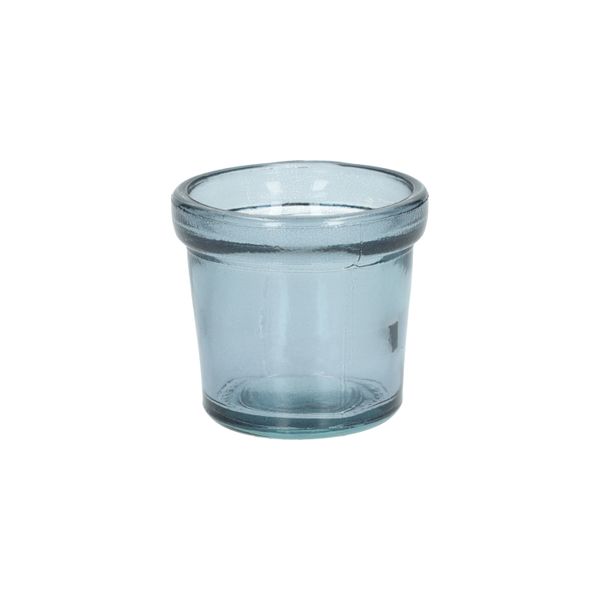 Waxinelichthouder, gerecycled glas, blauw,Ø7 cm