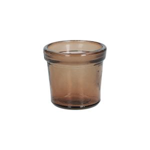 Teelichthalter, recyceltes Glas, braun, Ø7 cm