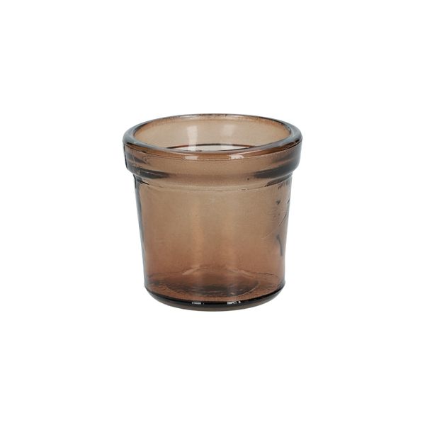 Teelichthalter, recyceltes Glas, braun, Ø7 cm