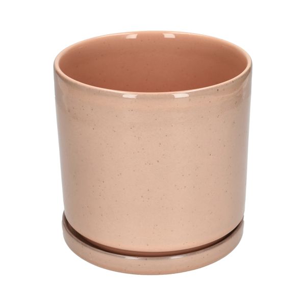 Bloempot met schotel, aardewerk, oudroze, Ø16 x 15 cm