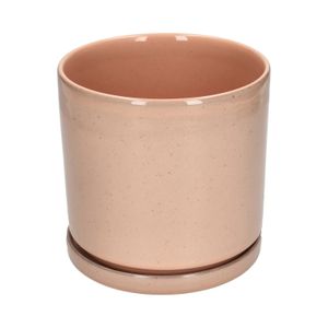 Cache-pot et soucoupe, céramique, vieux rose, Ø16 x 15 cm Cache-pot et soucoupe, céramique, vieux rose, Ø16 x 15 cm