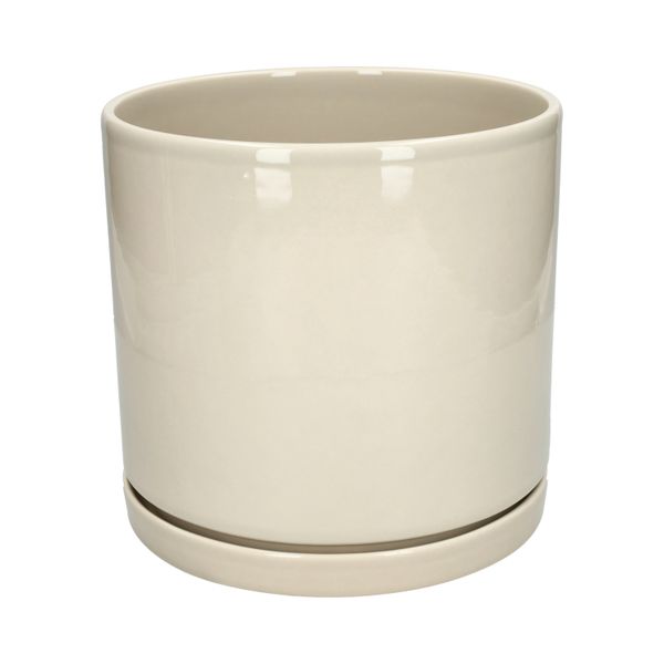 Bloempot met schotel, aardewerk, beige, Ø21 x 20 cm