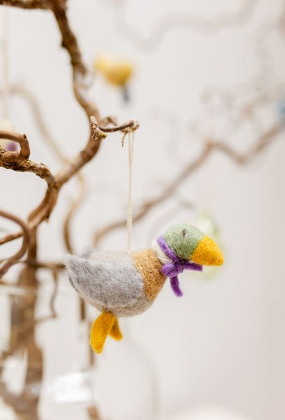 Anhänger, Filz, Ente mit Schleife