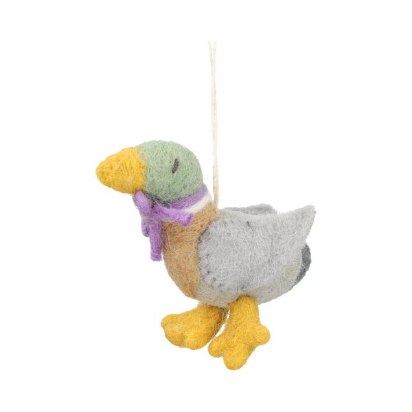 Hanger eend met strik, vilt