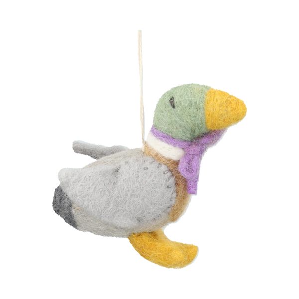 Hanger eend met strik, vilt