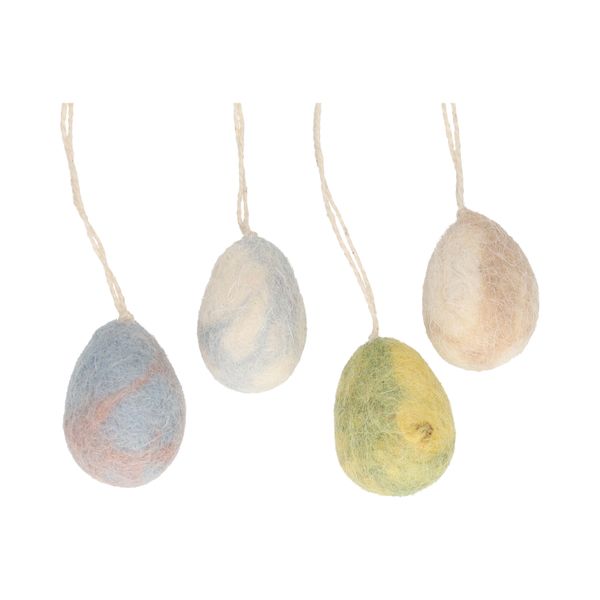 Suspension de Pâques, feutrine, œufs aux couleurs marbrées, lot de 4