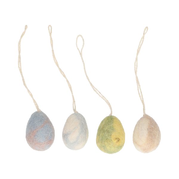 Suspension de Pâques, feutrine, œufs aux couleurs marbrées, lot de 4