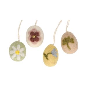 Osteranhänger, Filz, Eier mit Blumen bestickt, 4er-Set Osteranhänger, Filz, Eier mit Blumen bestickt, 4er-Set