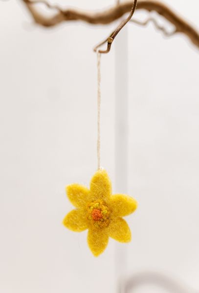 Decoration, felt, flowers, set of 4