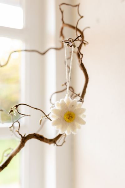 Decoration, felt, flowers, set of 4