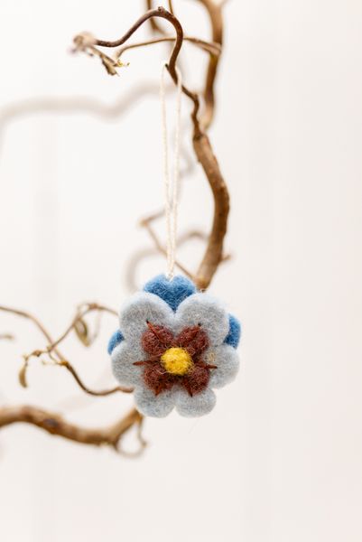 Decoration, felt, flowers, set of 4