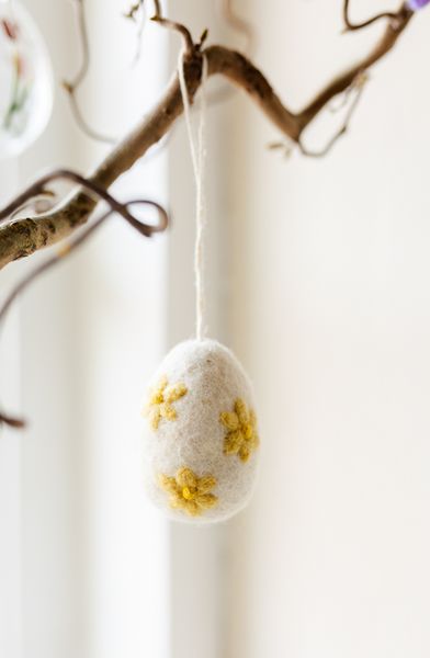 Suspension de Pâques, feutrine, œufs avec fleurs, lot de 4
